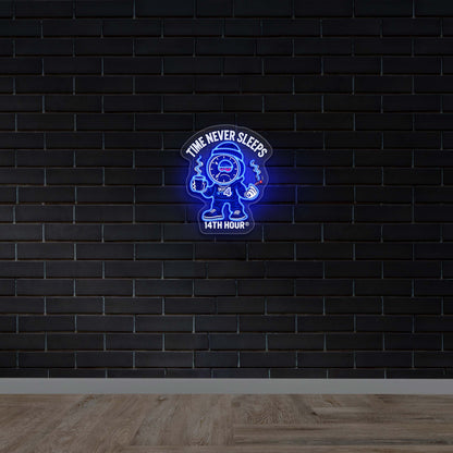 14th Hour Time Never Sleeps - Premium Neon Artwork