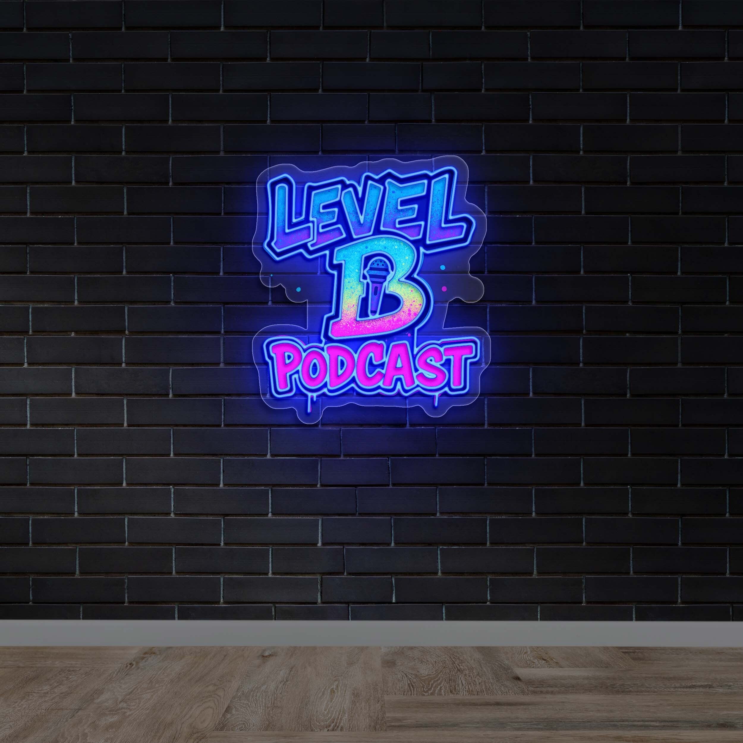 Level B Podcast - Premium Neon Artwork