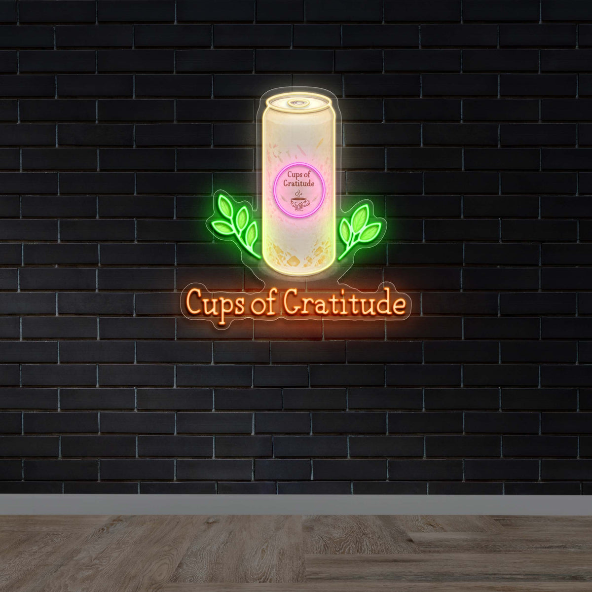 Cups of Gratitude - Premium Neon Artwork