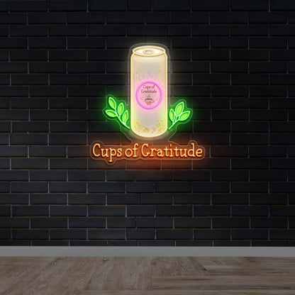 Cups of Gratitude - Premium Neon Artwork