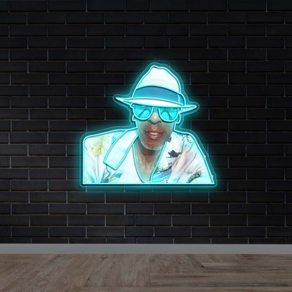 Man with Hat and Sunglasses - Premium Neon Artwork