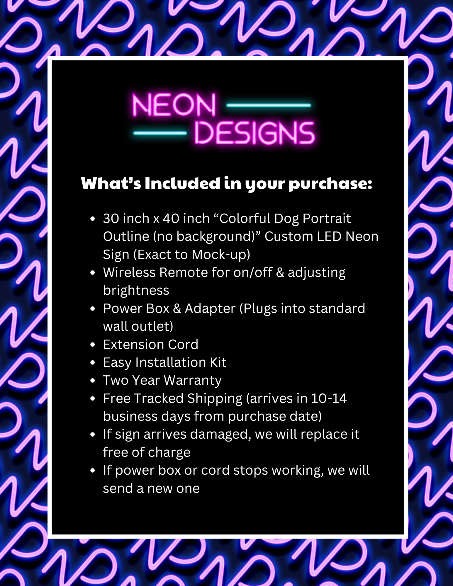 Colorful Dog Portrait Outline (no background) - Premium Neon Artwork