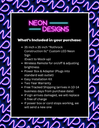 Rothrock Construction - Premium Neon Artwork