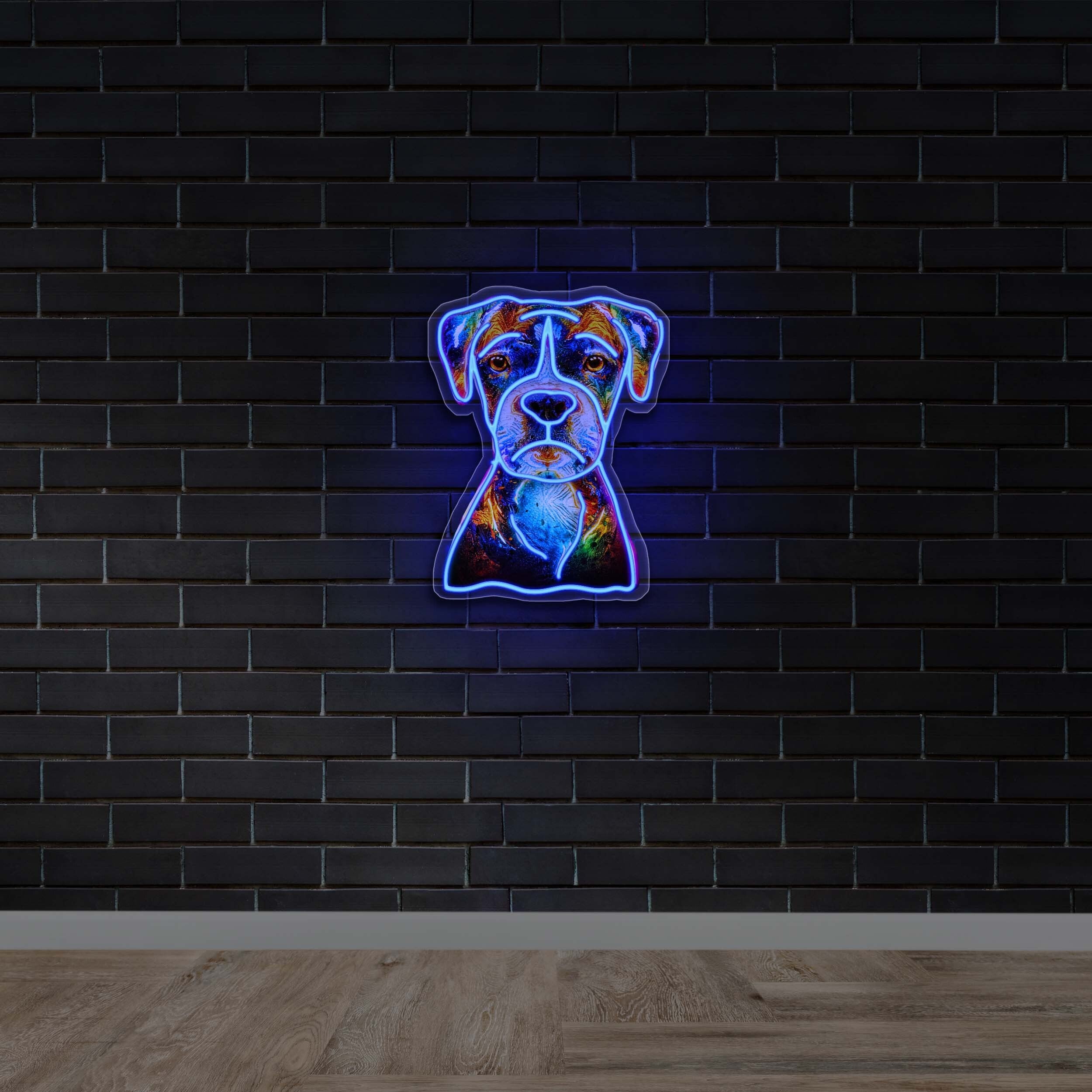 Colorful Dog Portrait Outline (no background) - Premium Neon Artwork