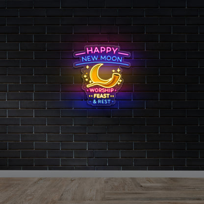 Happy New Moon - Premium Neon Artwork