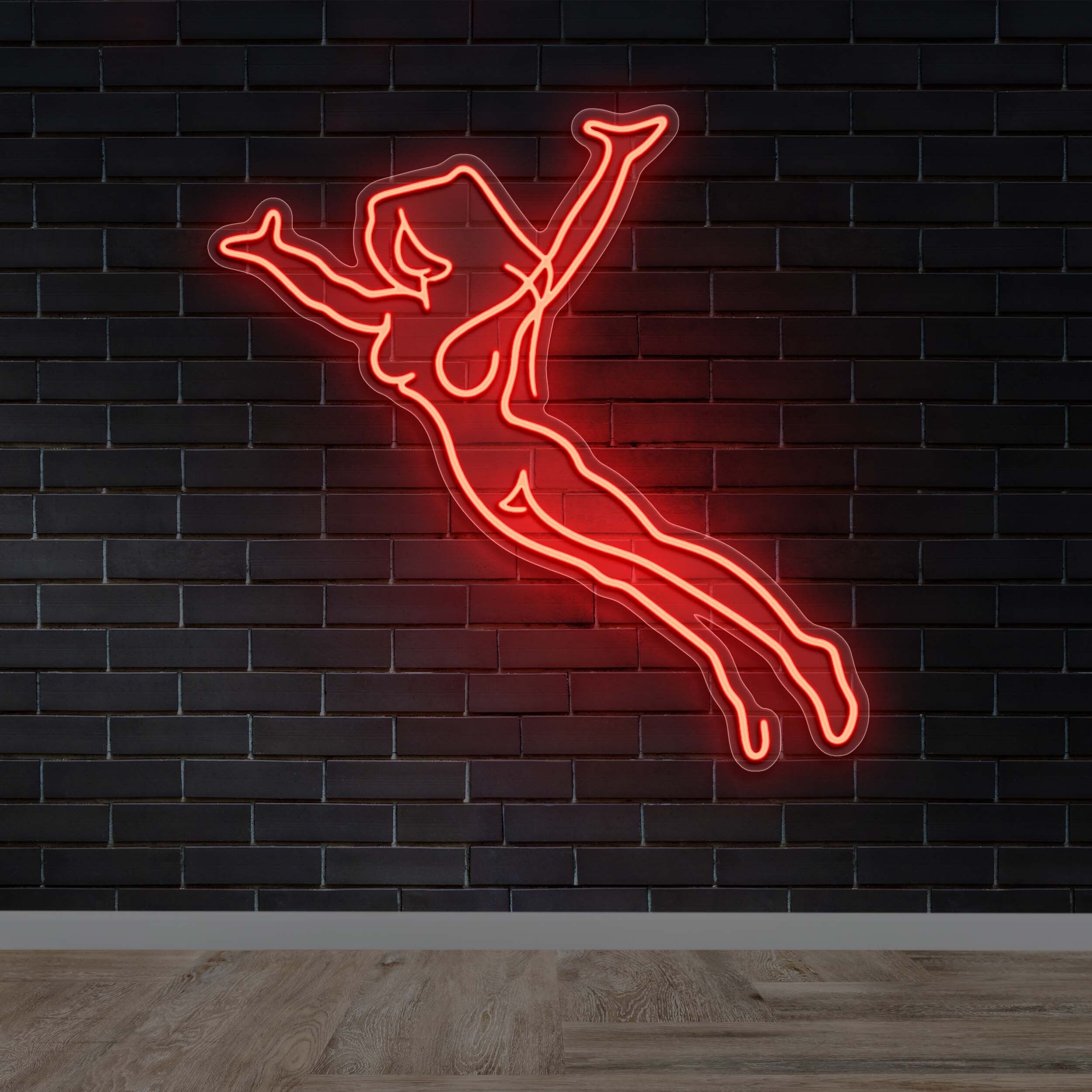 Flying Superhero - Premium Neon Artwork