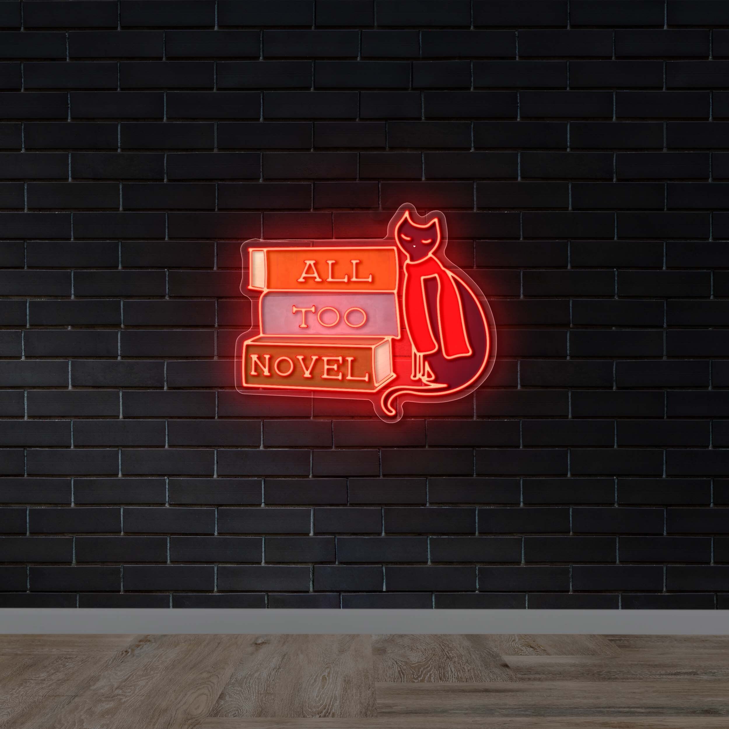 All Too Novel Black Cat - Premium Neon Artwork