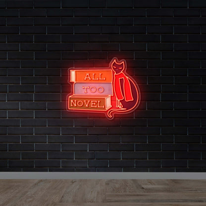 All Too Novel Black Cat - Premium Neon Artwork