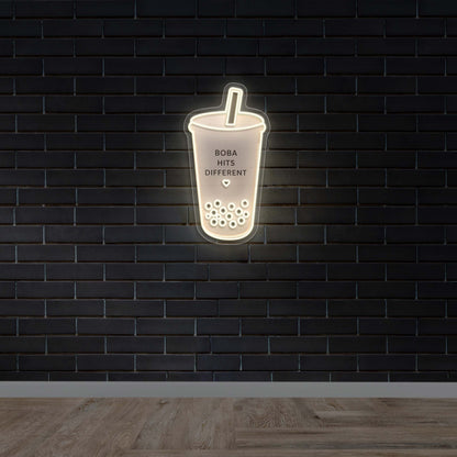 Boba Hits Different - Premium Neon Artwork
