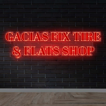 Gacias Fix Tire & Flats Shop - Premium Neon Artwork