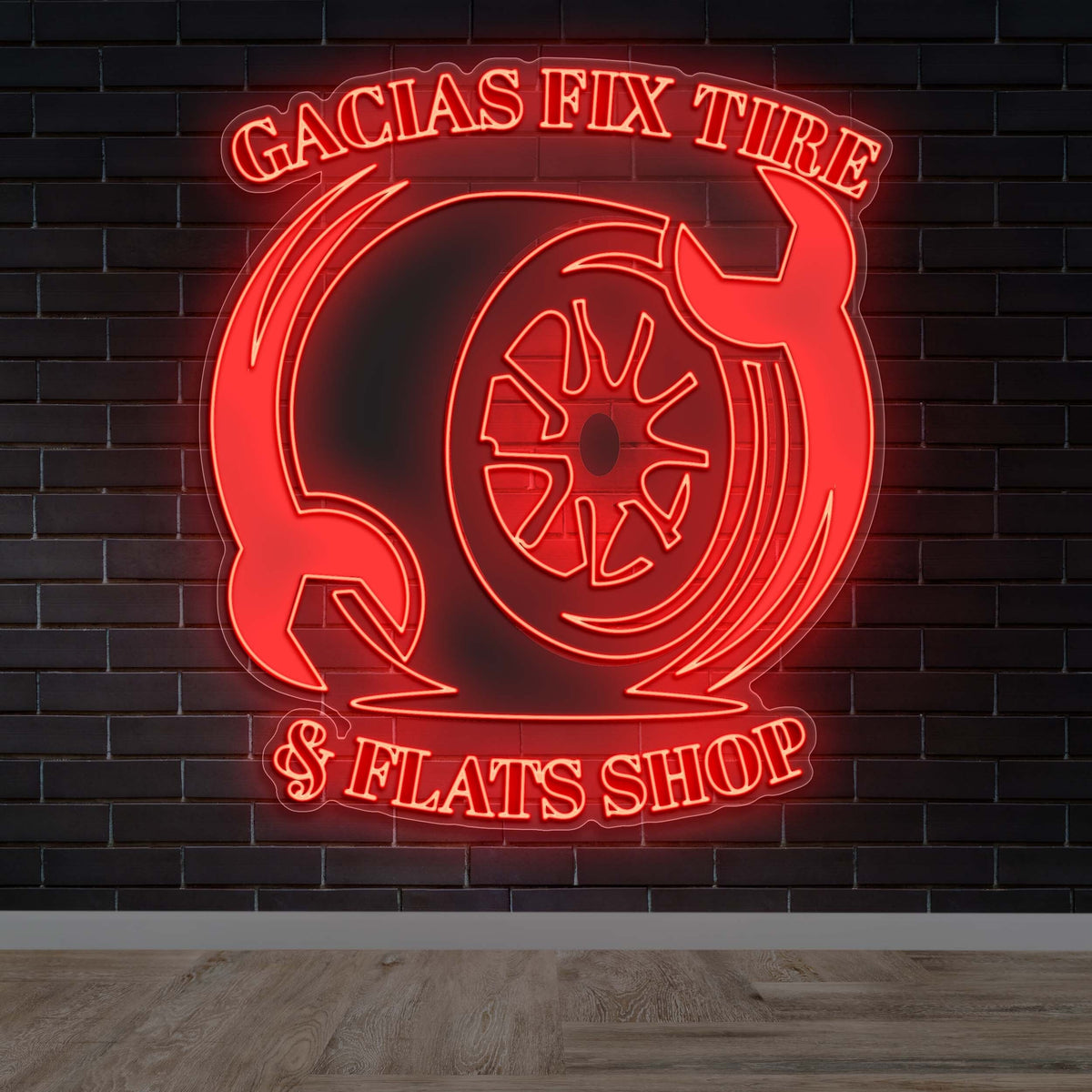 Gacias Fix Tire & Flats Shop | 2nd Version - Premium Neon Artwork