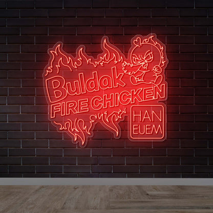 Buldak Fire Chicken - Premium Neon Artwork