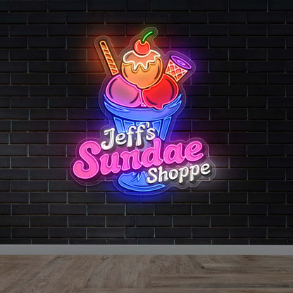 Jeff's Sundae Shoppe - Premium Neon Artwork