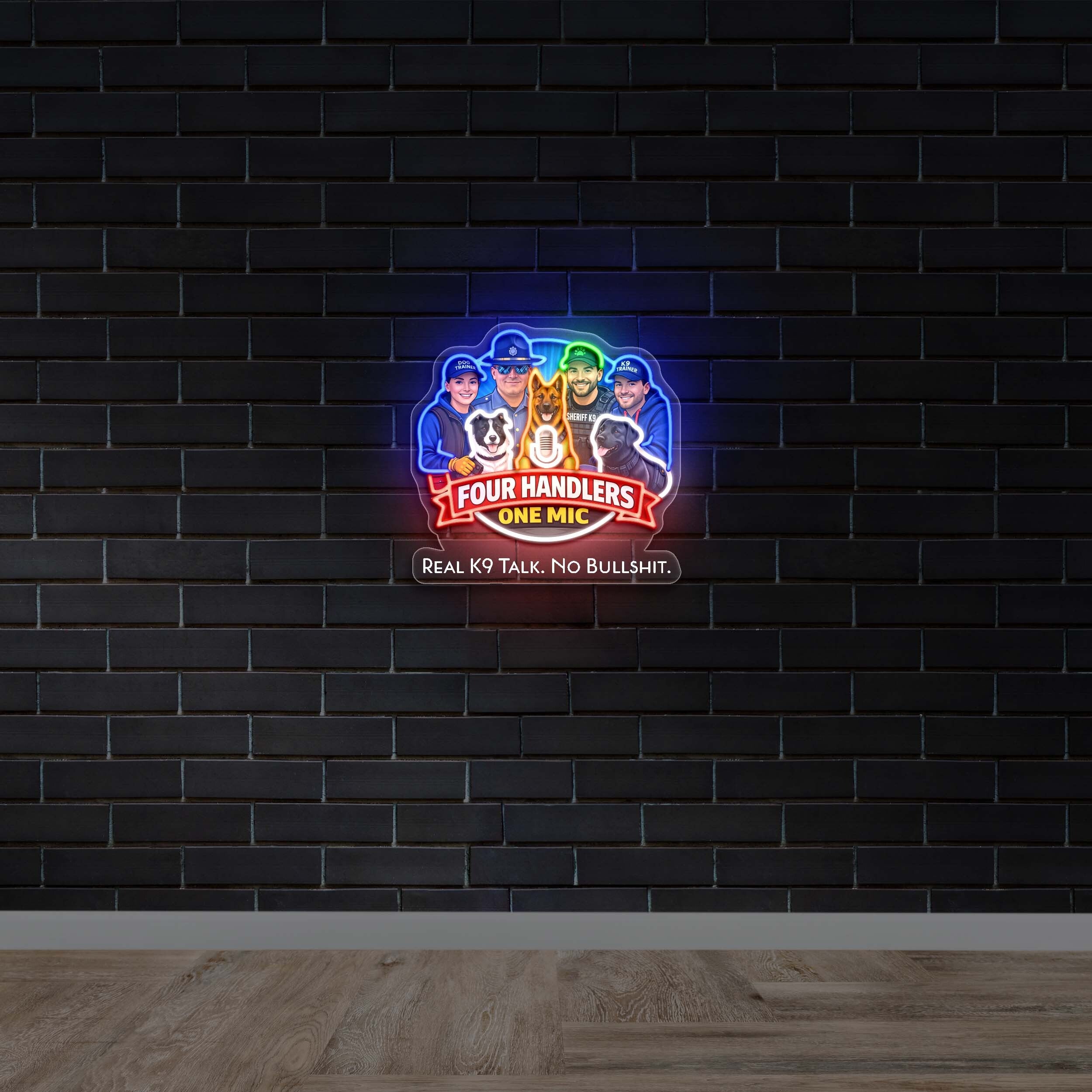FOUR HANDLERS ONE MIC - Premium Neon Artwork