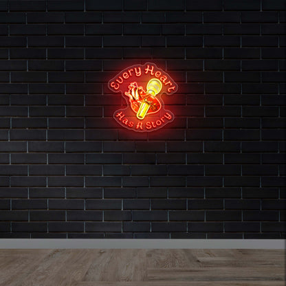 Every Heart Has A Story - Premium Neon Artwork