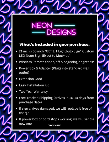 GET LIT Lightbulb Sign - Premium Neon Artwork