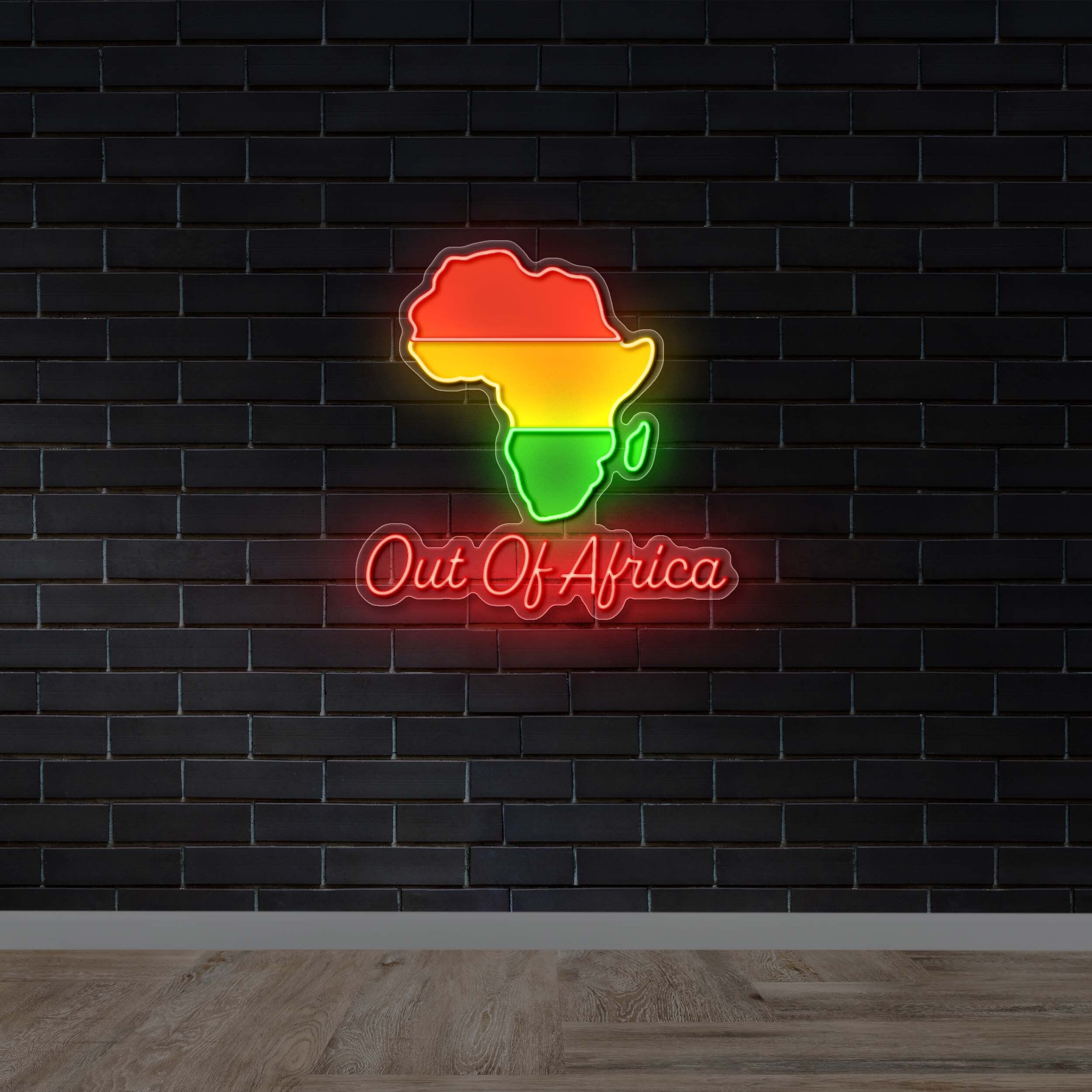 Out Of Africa Solid Continent - Premium Neon Artwork