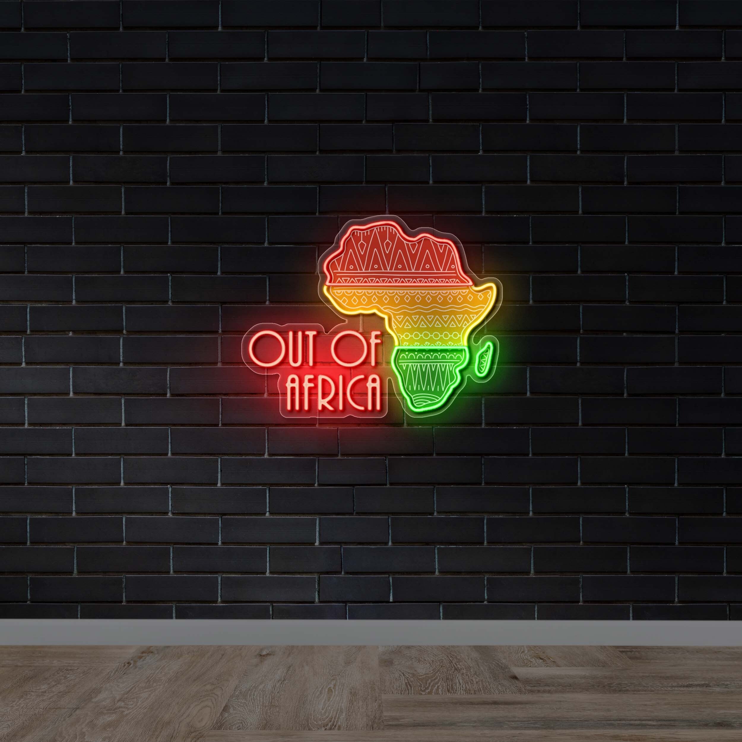 Out Of Africa Patterned Continent - Premium Neon Artwork
