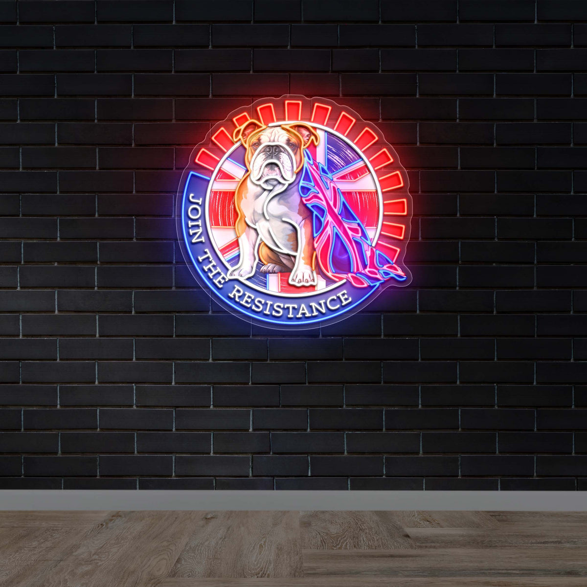 Join The Resistance Bulldog - Premium Neon Artwork