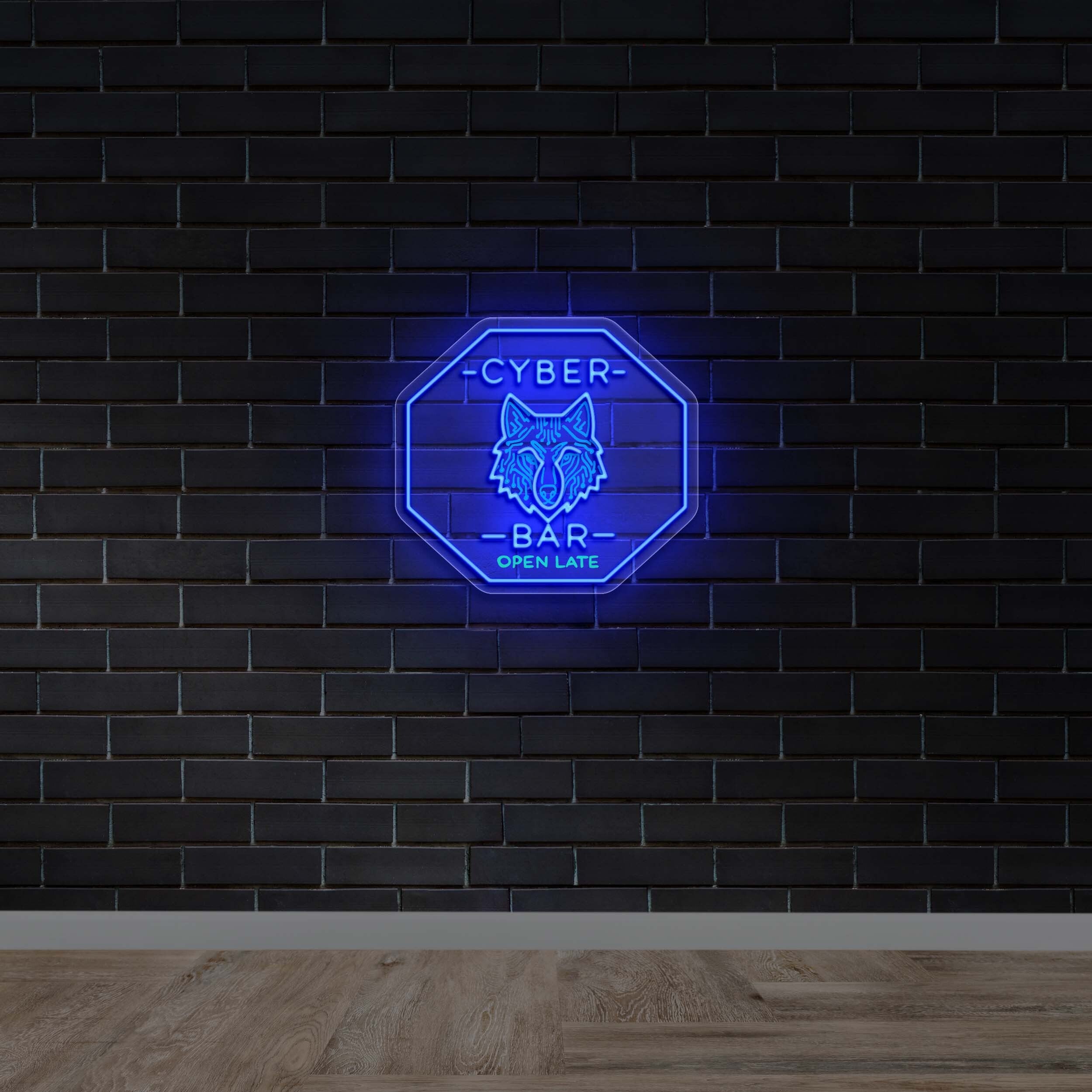 Cyber Bar Open Late - Premium Neon Artwork