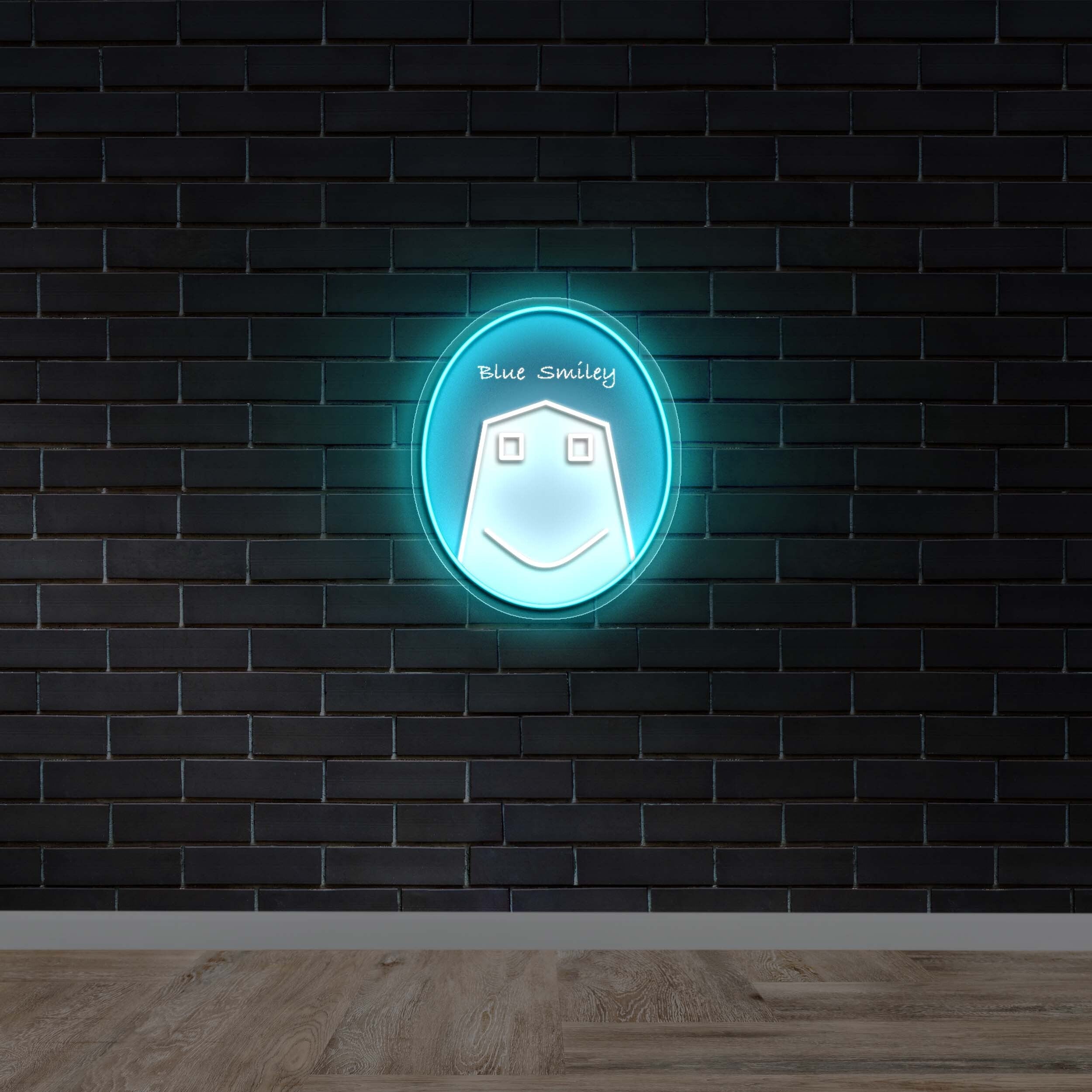 Blue Smiley - Premium Neon Artwork