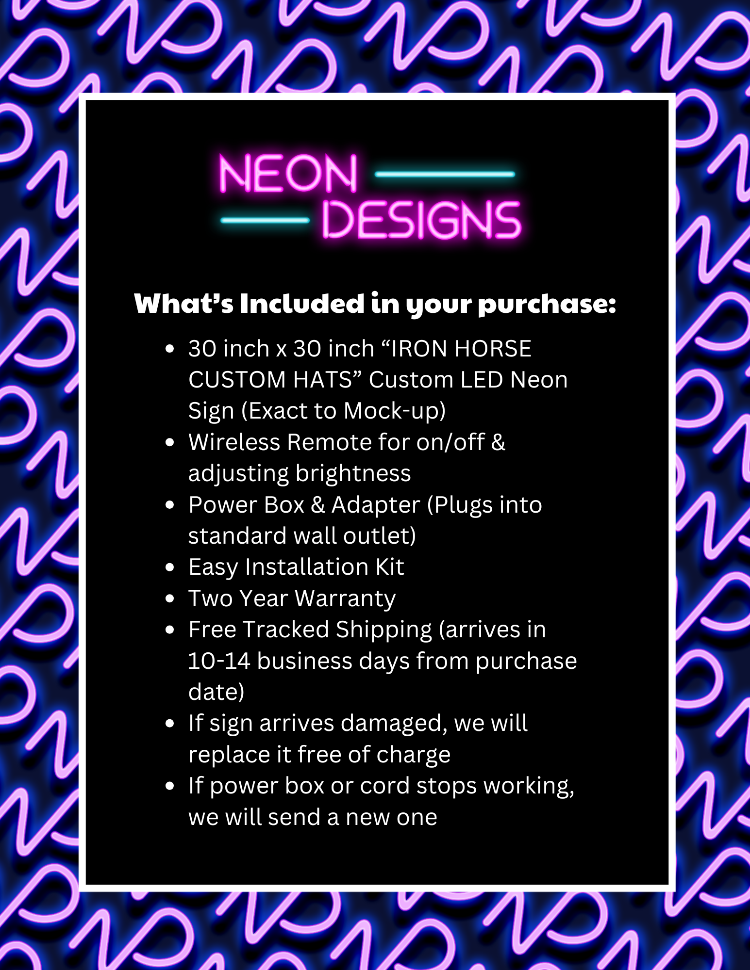 IRON HORSE CUSTOM HATS - Premium Neon Artwork