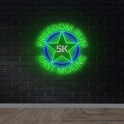 Freedom Run East Moline 5K - Premium Neon Artwork