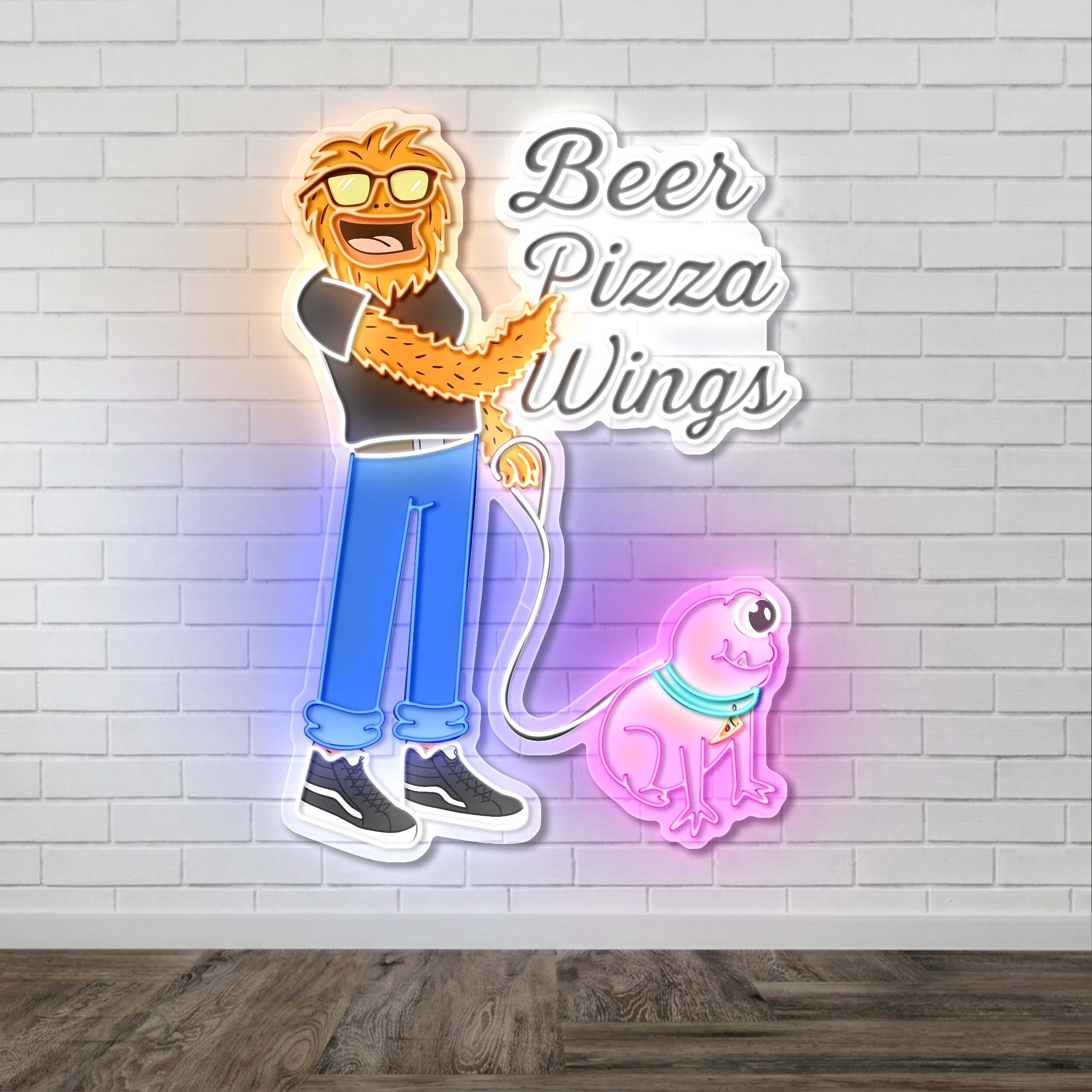 Beer. Pizza. Wings. - Premium Neon Artwork