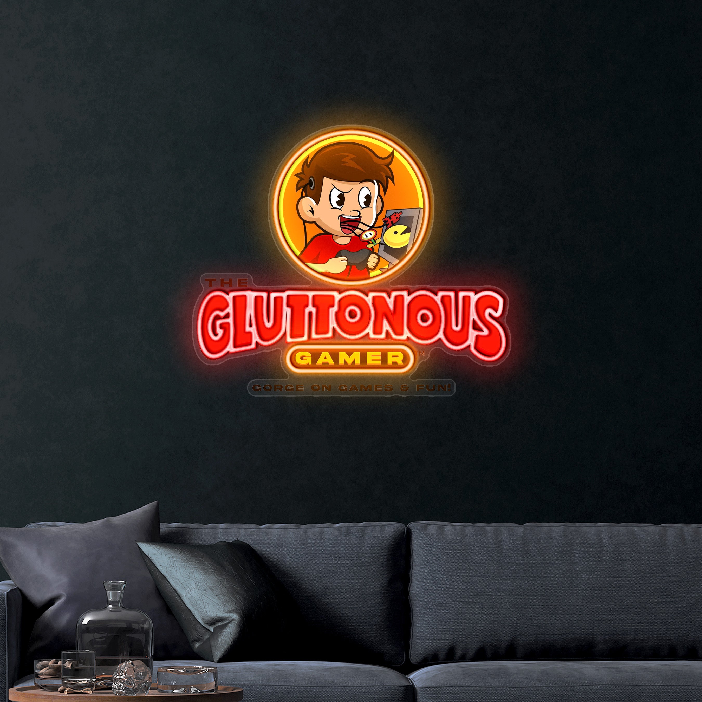 Gluttonous Gamer – Premium Neon Artwork