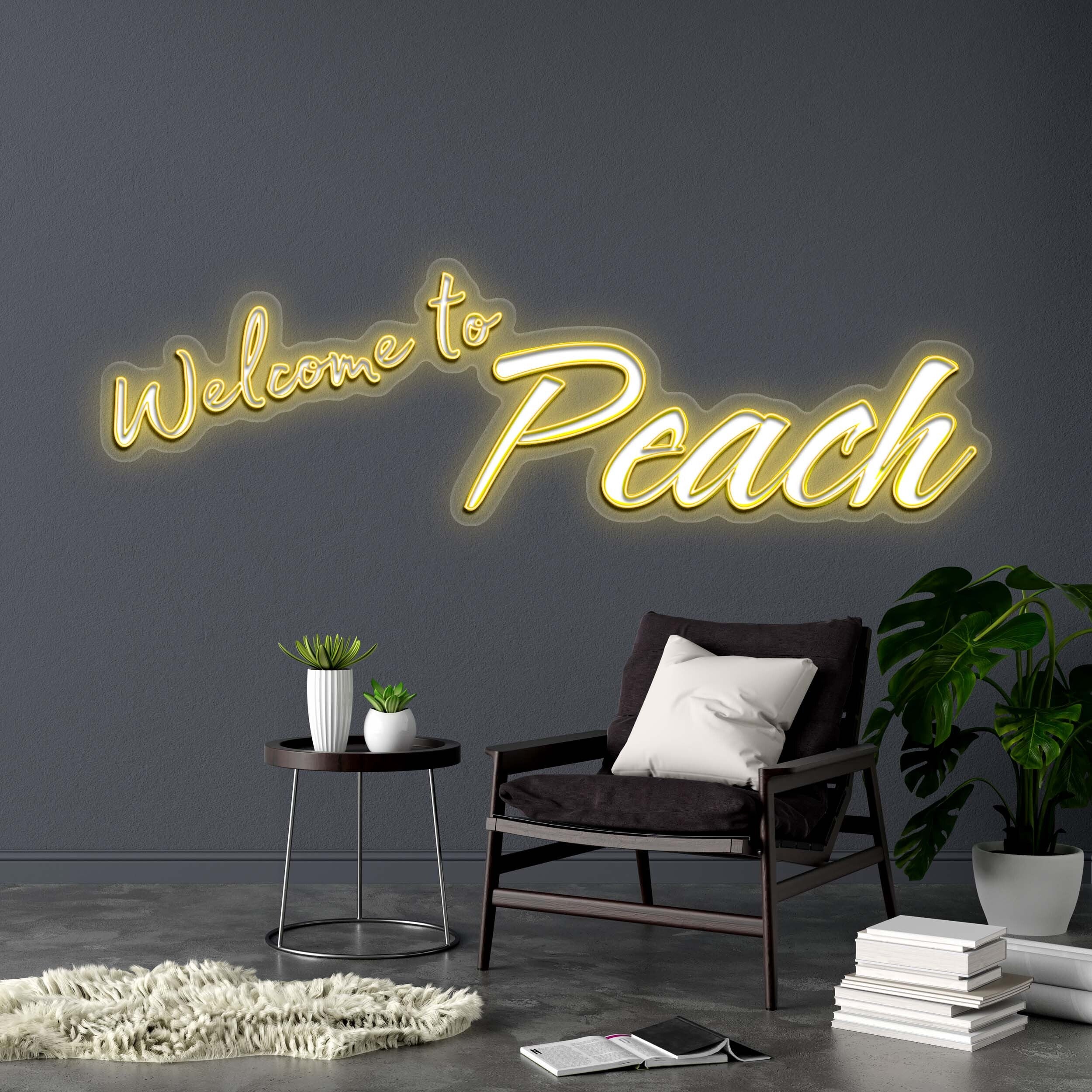 Welcome to Peach - Premium Neon Artwork