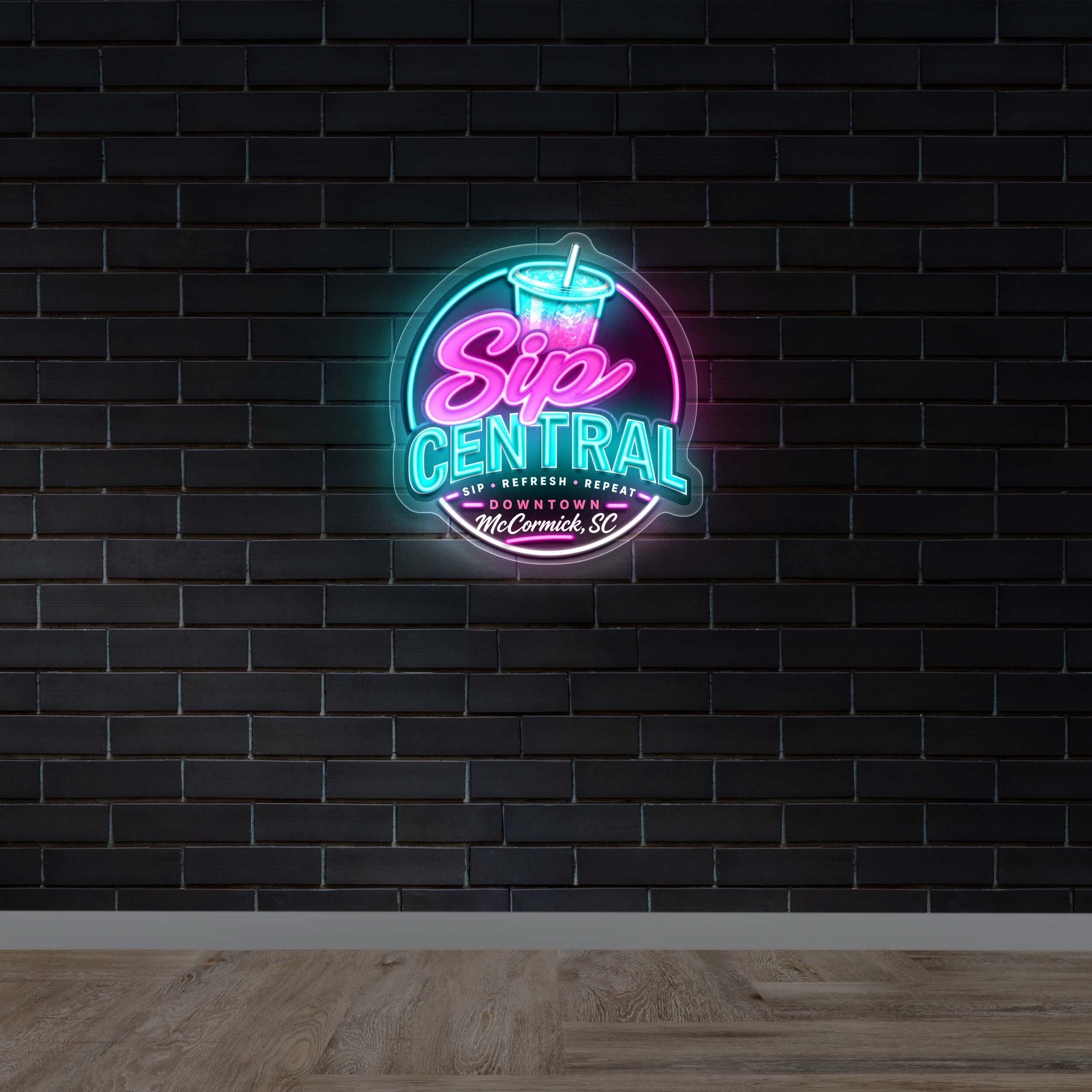 Sip Central - Premium Neon Artwork