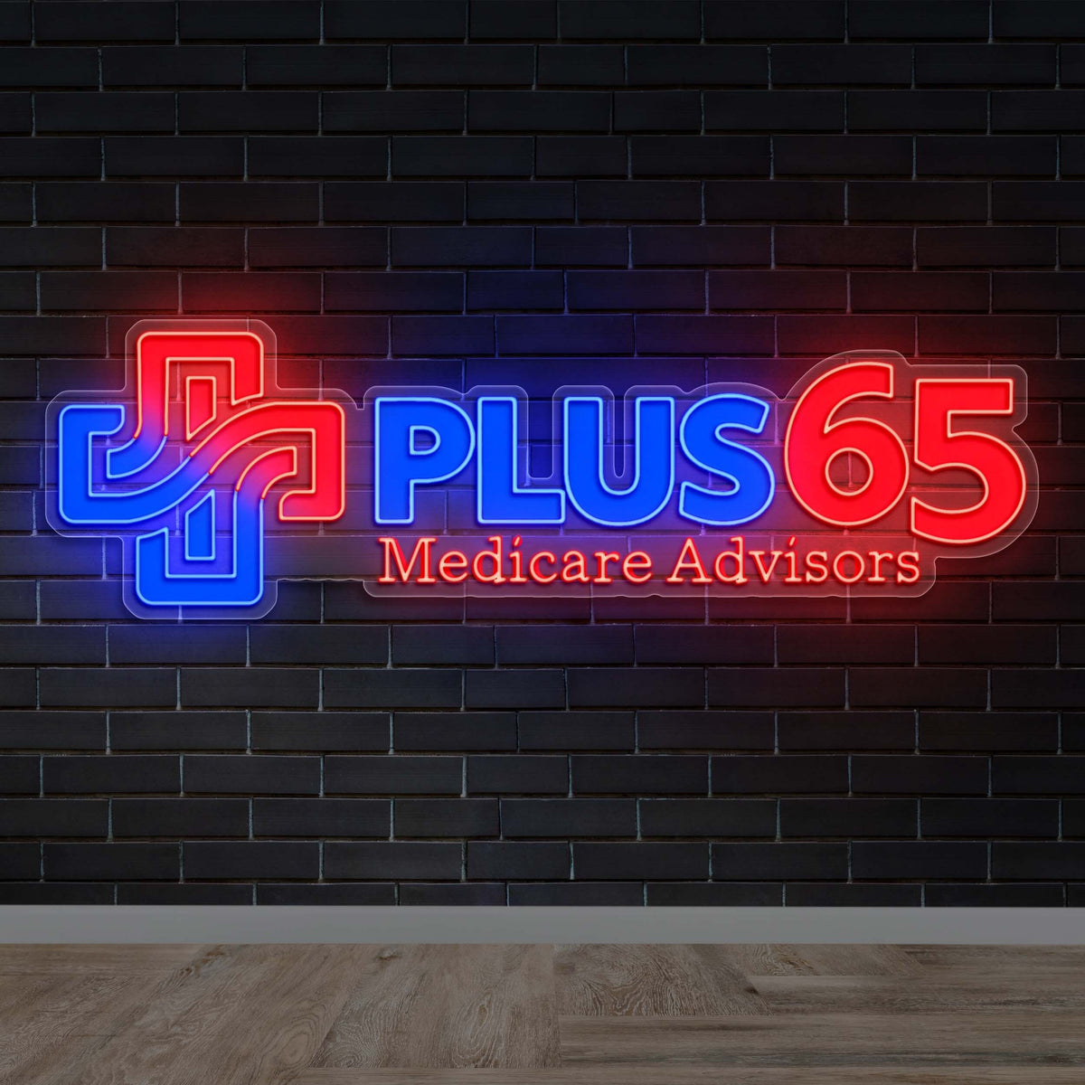PLUS 65 Medicare Advisors - Premium Neon Artwork