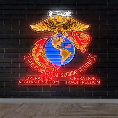 Proud United States Combat Veteran - Premium Neon Artwork