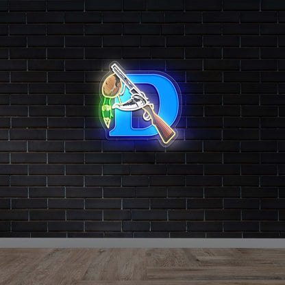 Duck Hunting with Rifle - Premium Neon Artwork