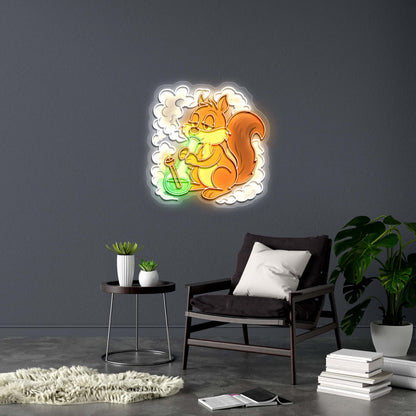 Squirrel Smoking -  Premium Neon Artwork