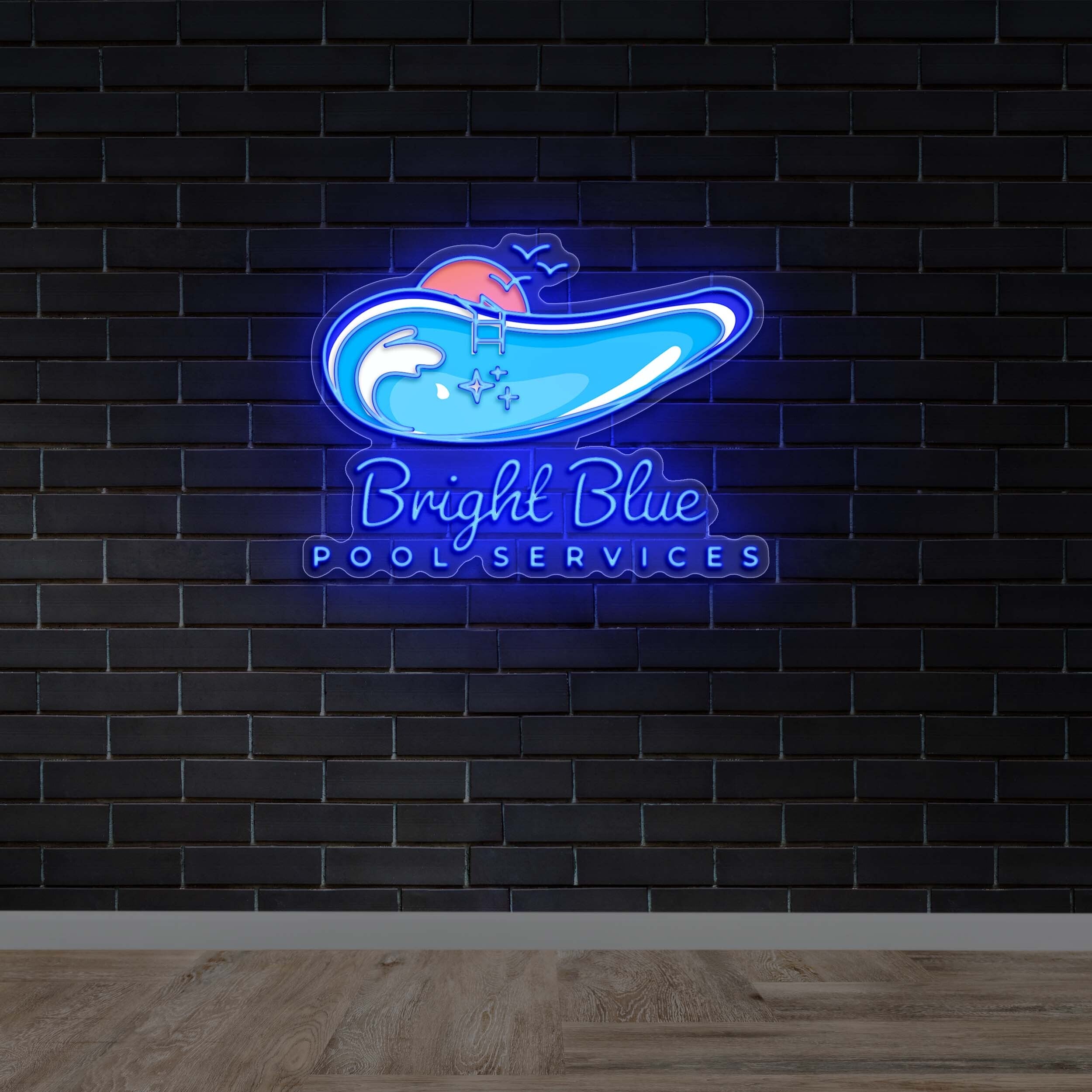Bright Blue Pool Services - Premium Neon Artwork