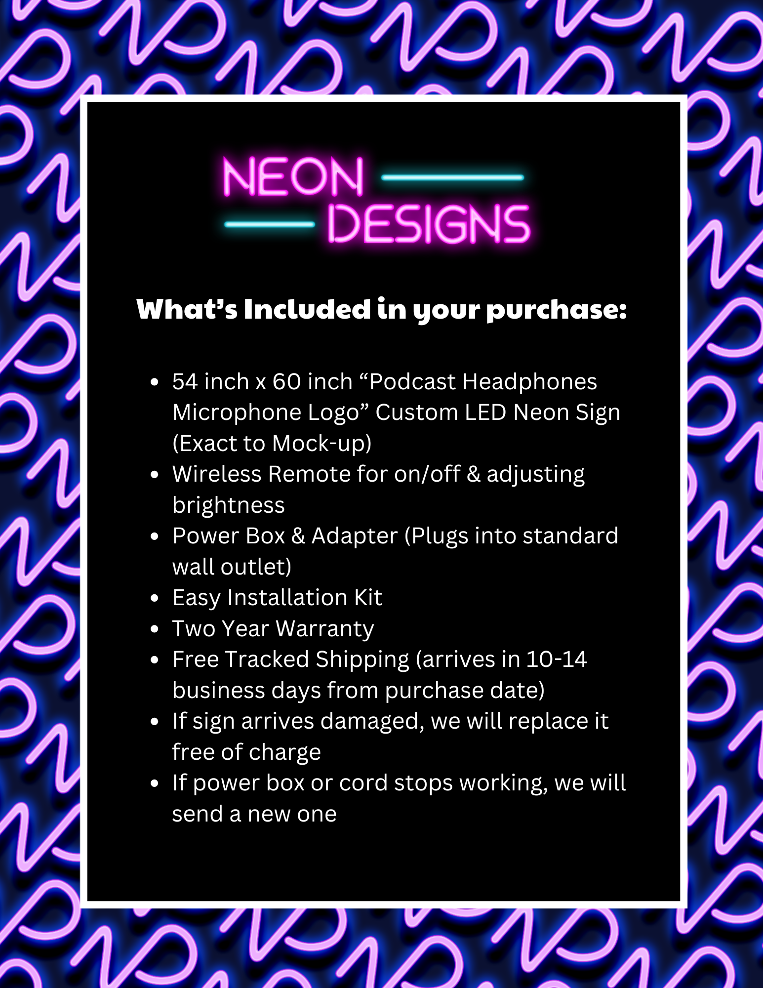 Podcast Headphones Microphone Logo - Premium Neon Artwork