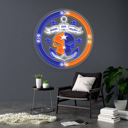 Sink or Swim Skull Logo - Premium Neon Artwork