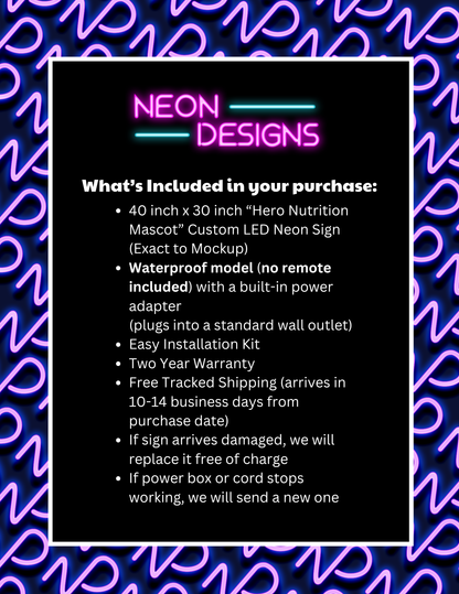 Hero Nutrition Mascot - Premium Neon Artwork
