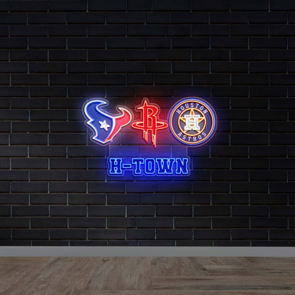 Houston Sports Teams - Premium Neon Artwork