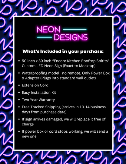 Encore Kitchen Rooftop Spirits – Premium Neon Artwork