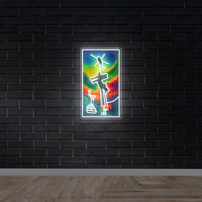 Aurora Helicopter Scene - Premium Neon Artwork
