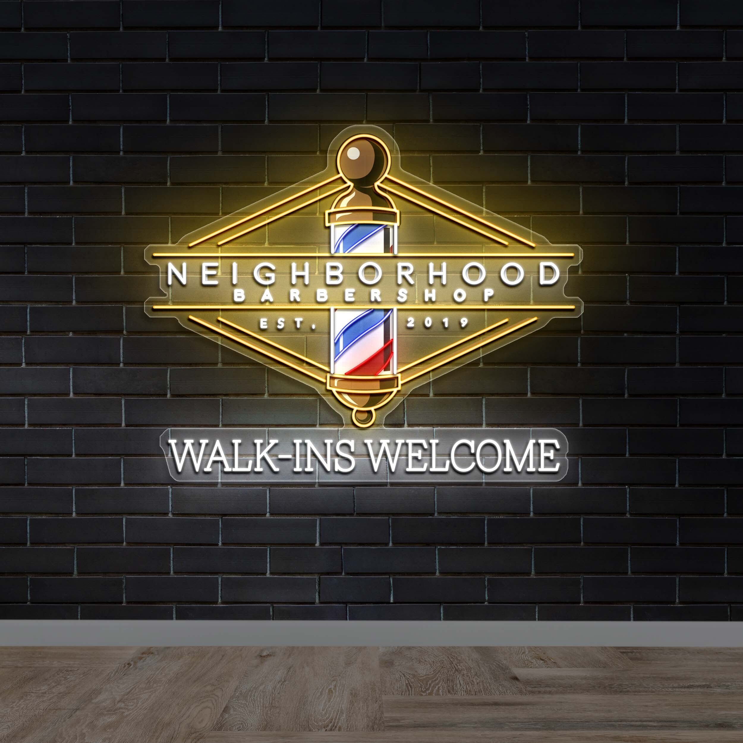 NEIGHBORHOOD BARBERSHOP WALKINS WELCOME  - Premium Neon Artwork