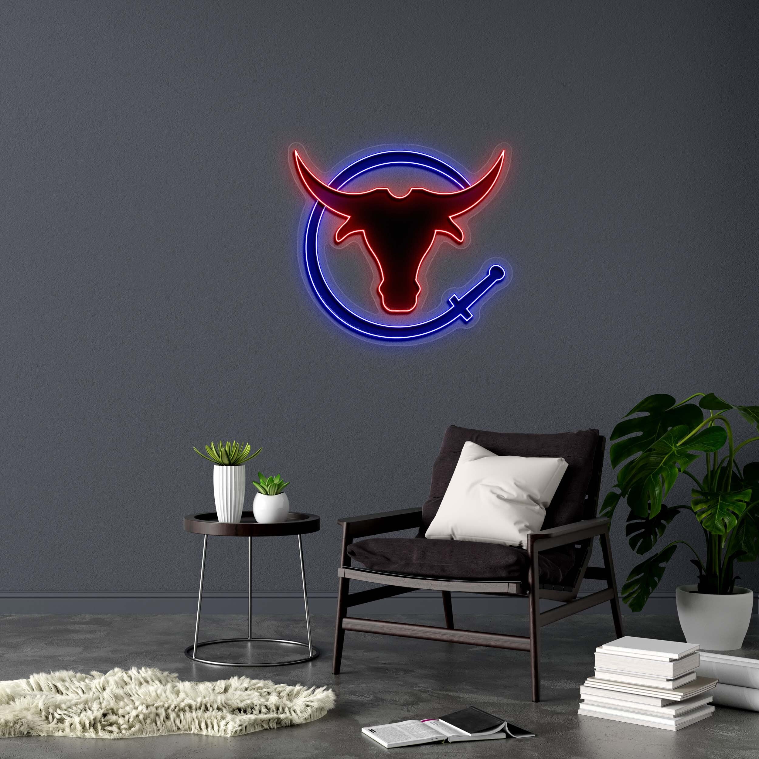 Bull and Blade - Premium Neon Artwork