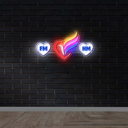 HM & FM Memorial Heart - Premium Neon Artwork