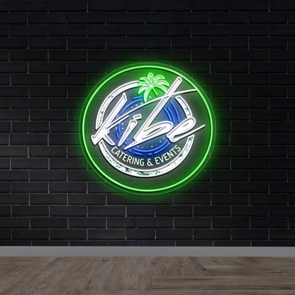 Kibe Catering & Events Circular Logo – Premium Neon Artwork