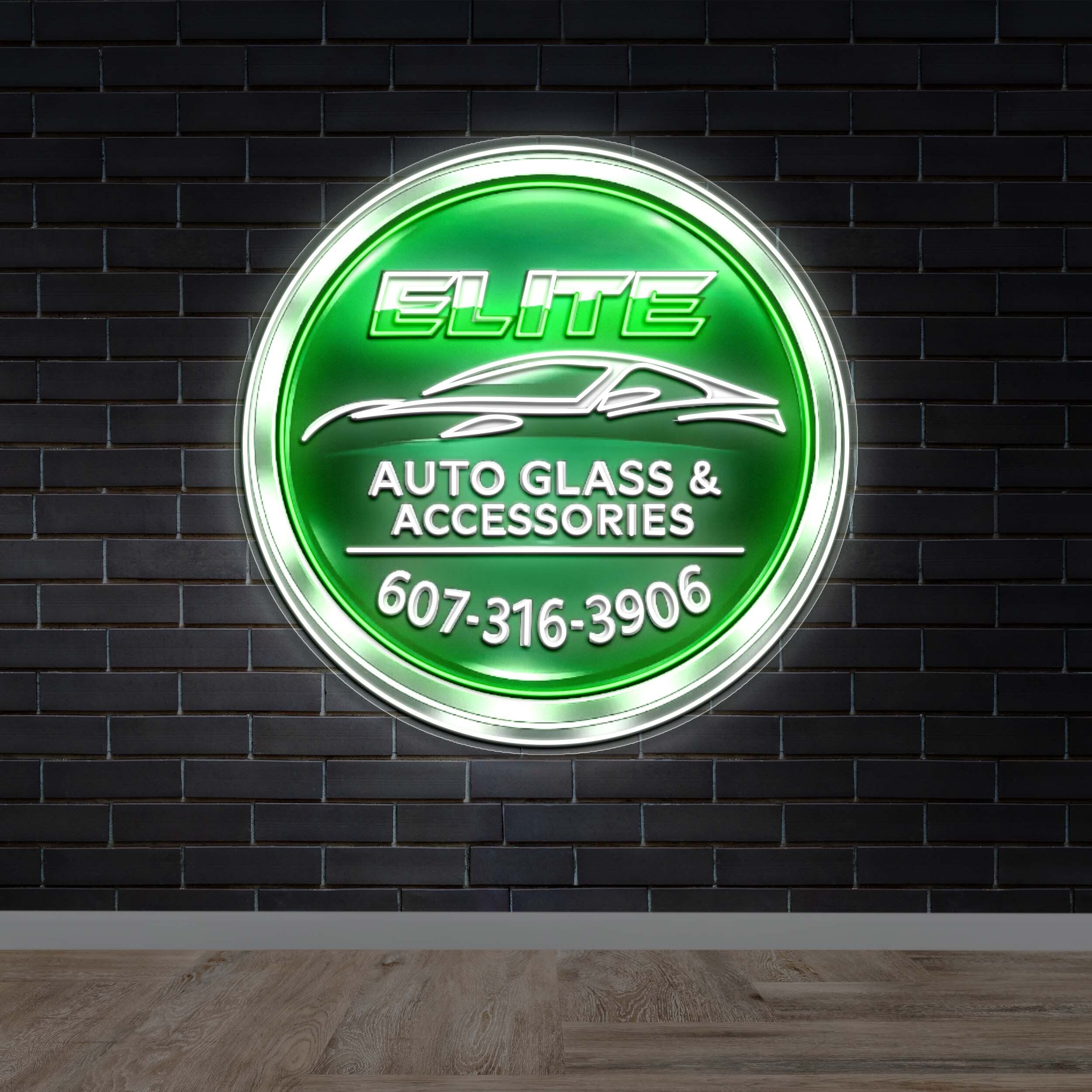 Elite Auto Glass & Accessories - Premium Neon Artwork