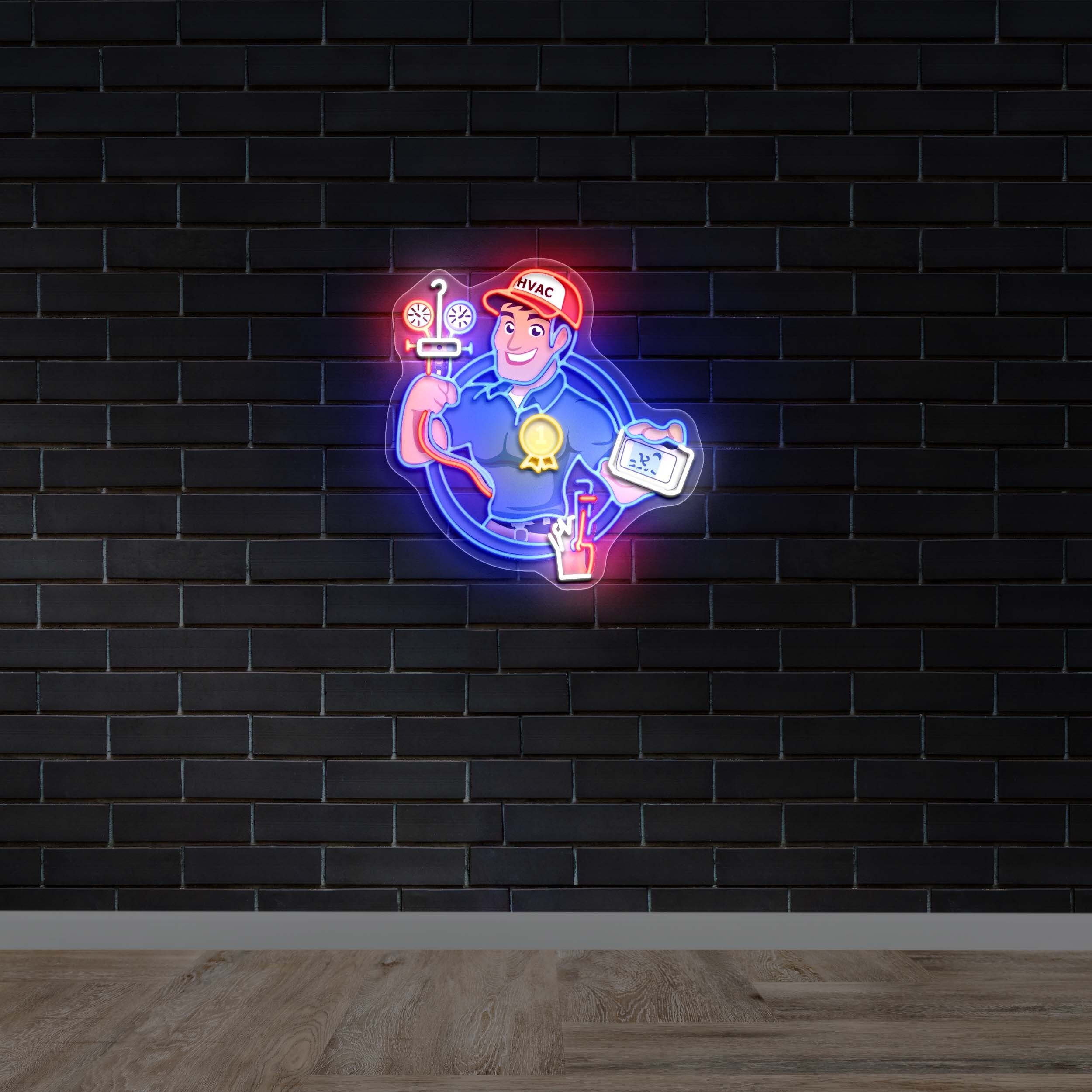 HVAC logo - Premium Neon Artwork