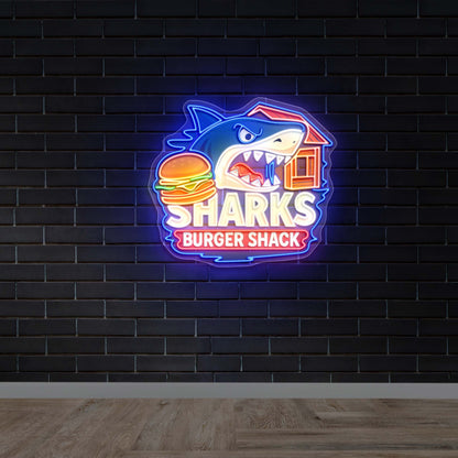 SHARKS BURGER SHACK - Premium Neon Artwork