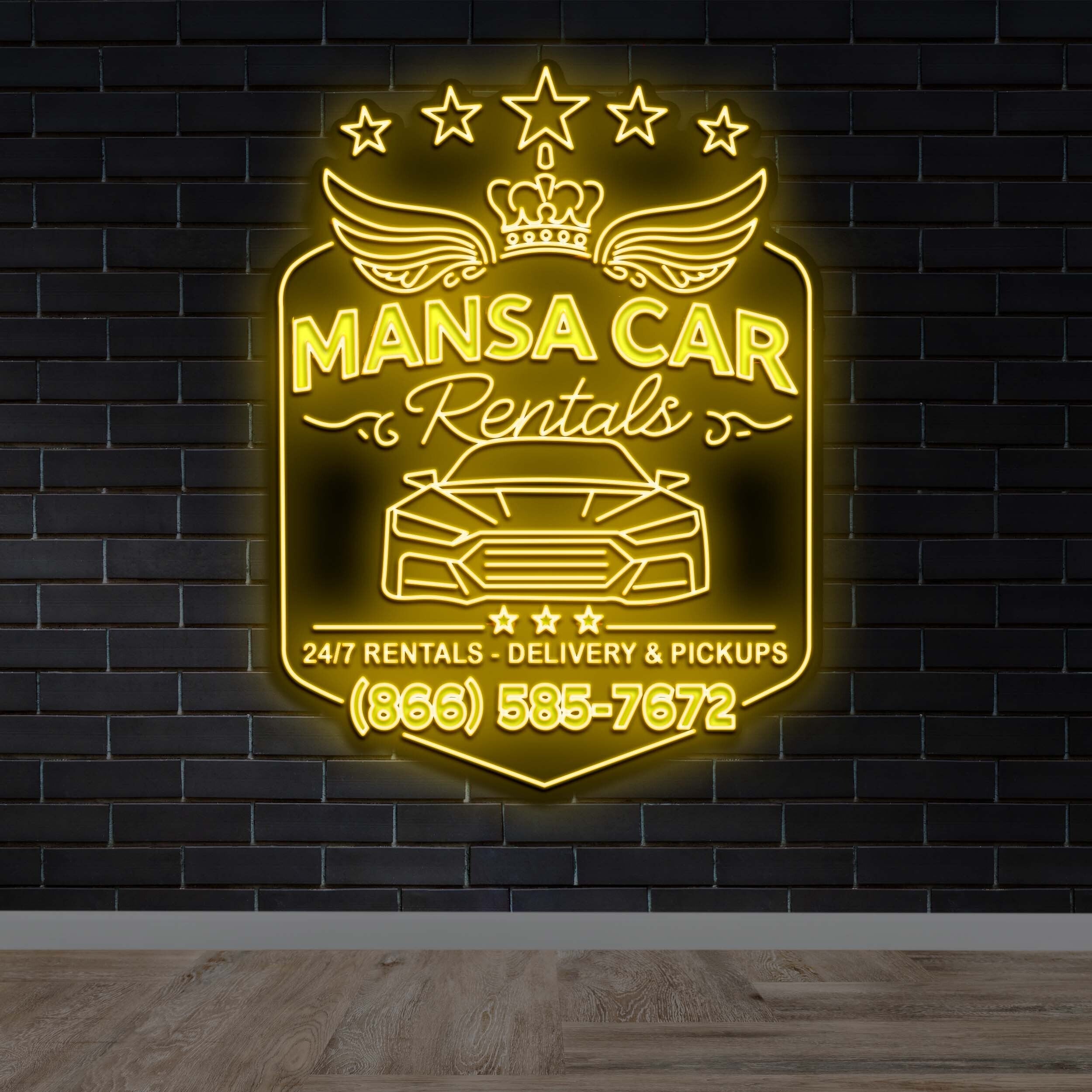 MANSA CAR RENTALS - Premium Neon Artwork